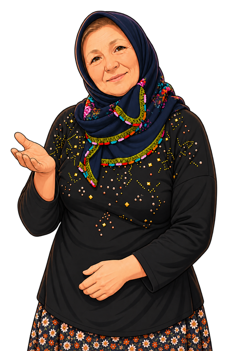 Songül Teyze, elini açarak oyuncuya ilk Kös atışını anlatıyor