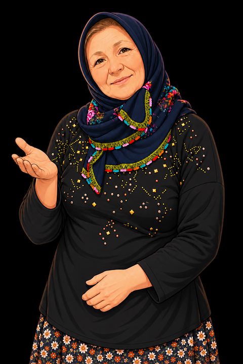 Songül Teyze, elini açarak oyuncuya ilk Kös atışını anlatıyor